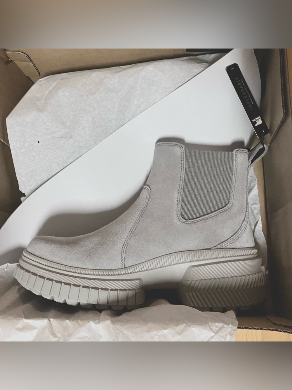 Sorel Ona Ave Chelsea Boots - Gray, Waterproof, Leather Women's - Size 7.5